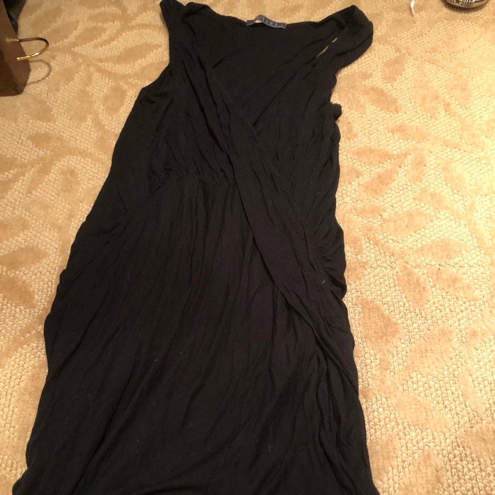 Black ruched high low dress